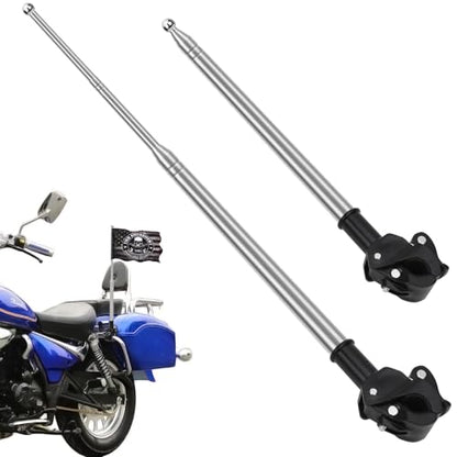 2Pcs Adjustable Bike Flag Pole, 51in/1.2m Stainless Steel Motorcycle Golf Cart Flagpole Mounts for Mountain Road Bicycle Off-Road Accessories