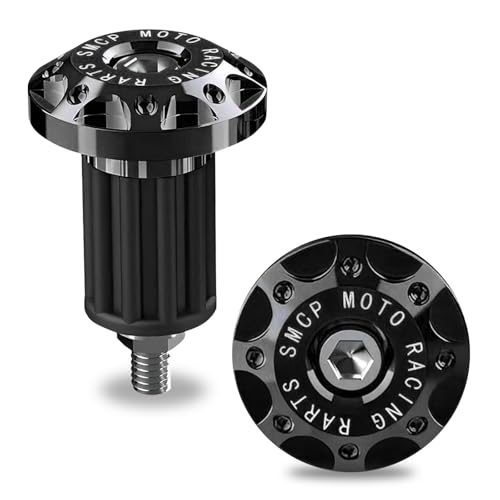 2 PCS Universal Motorcycle Bar End Plug, Shockproof Handlebar End Caps, 7/8" Aluminum Alloy Handlebar Grip End Caps Replacement, for Most Motorcycles (Black) - color: Black