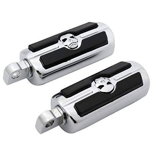 FATECIM Motorcycle Skull Foot Pegs Pedals Rests Motorbike Highway Pegs Male Mount for Harley Dyna Fat Bob Touring Road Glide Street Glide Sportster 883 Fat Boy Chrome - color: Skull-Chrome