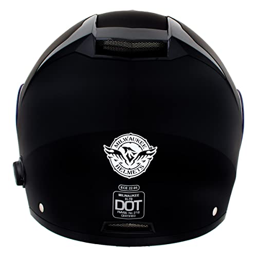 Milwaukee Helmets H7005 Flat Black MayDay Modular Full Face Wireless Motorcycle Helmet-Stream Music-Phone Calls