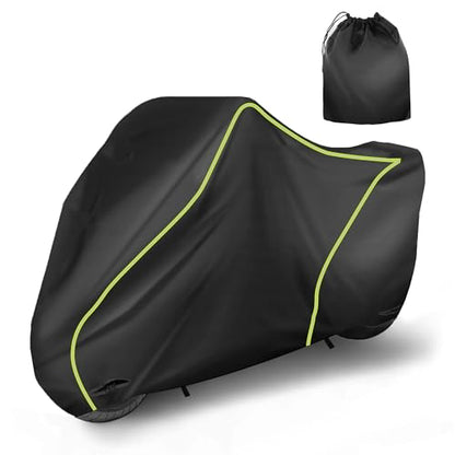 X AUTOHAUX 245cm/96" Motorcycle Cover Waterproof for Kawasaki Vulcan 900 Classic/Vulcan 1700 Nomad Heavy Fabric Outdoor Sun UV Rain Dust All Weather Protection Motorbike Cover Black - size: 245*105*125cm