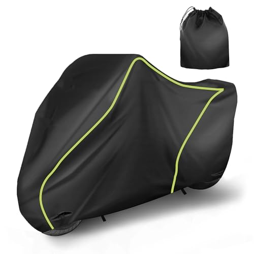 X AUTOHAUX 245cm/96" Motorcycle Cover Waterproof for Kawasaki Vulcan 900 Classic/Vulcan 1700 Nomad Heavy Fabric Outdoor Sun UV Rain Dust All Weather Protection Motorbike Cover Black - size: 245*105*125cm