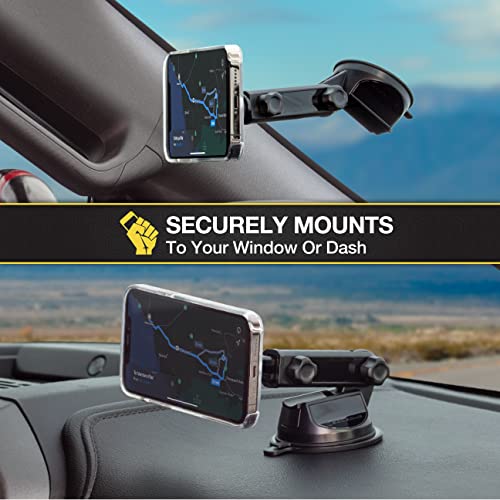 Scosche MP2WDEX2-XTSP MagicMount Pro2 Magnetic Car Phone Holder Extendo Telescoping Windshield or Dashboard Mount with Suction Cup Compatible with MagSafe, iPhones, Galaxy, Pixel & All Smartphones - style: Extendo Window / Dash Suction