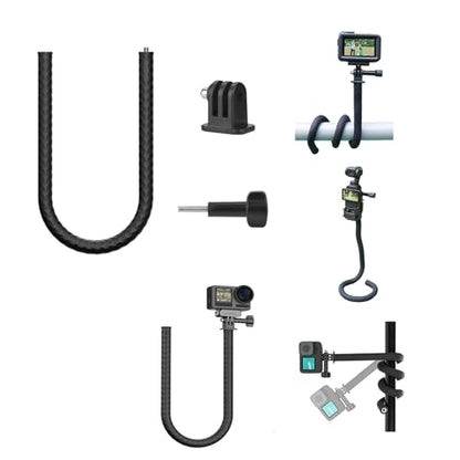 Flexible Monkey Tail Mount Clamp Tripod Stand Stick Pole for Go Pro Hero13/12,for Insta 360 X5/X4/X3, for DJI Pocket 4/3/Action 6/5/4Neck Holder Bike Motorcycle Tube Bar Attach Camera Mount