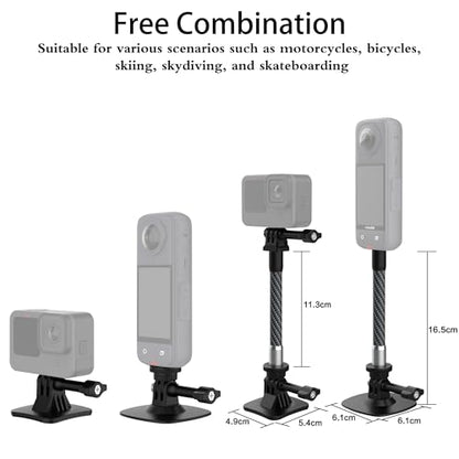 All Carbon Fiber Extension Arm Kit Metal Pole Mount Helmet Stick Extension Arm Mount for GoPro Hero 13/12/11/10/9/8/7/6/5 Black, Insta360 X5 / X4 / X3 / X2 / XR/Go,DJI Osmo Action and More
