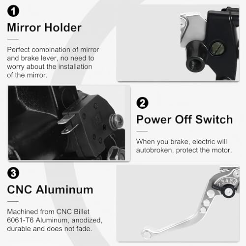 Universal Motorcycle Brake Clutch Pump Lever with Hydraulic Master Cylinder Reservoir Set Left & Right CNC Suitable for 50-300cc Motorcycles with 7/8" 22mm Handlebars - color: Silver