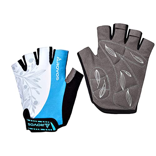 Cycling Gloves for Men & Women - 5MM Anti-Slip Shock-Absorbing Gel Pad, Lightweight & Breathable Half Finger Design for Mountain Cycling, Gym, Motorcycle, Outdoor Sports - color: Columbia Blue, size: Medium