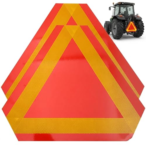 2Pcs Slow Moving Vehicle Safety Sign, Reflective Triangle Reflectors for Golf Cart UTV Trailer, Aluminum SMV Warning Decals Accessories