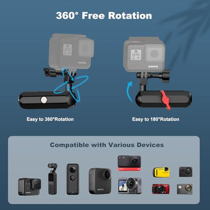 Camera Clamp Mount, Super Camera Clamp Mount Double Ball Head Magic Arm Adapter with U-Shaped for Motorcycle Handlebar Mounts & Aluminum Alloy Bike Handlebar Bracket - 360° Rotating, 78003 - size: Large(21-32mm)