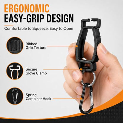 CYEAH 20 PCS Black Glove Holder Clips, Glove Clips for Work Glove Holders,Gloves Holder Clip Work Safety Clip Gloves Keeper for Worker Construction