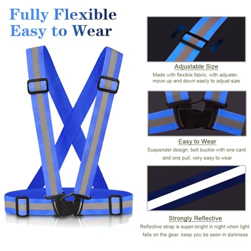 Reflective Vest Running Gear, 2Pack High Visible Safety VES for Cycling Jogging Running Walking, Adjustable for Men Women - color: 2 x Blue