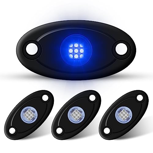 4Pods Rock Lights Blue Neon Underglow led Lamp for Car Trucks ATV UTV SUV Boat Underbody Glow Trail Rig Motorcycle Lights - color: Blue