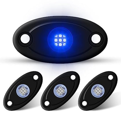 4Pods Rock Lights Blue Neon Underglow led Lamp for Car Trucks ATV UTV SUV Boat Underbody Glow Trail Rig Motorcycle Lights - color: Blue