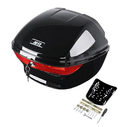 Motorcycle Trunk Top Case Motorcycle Tour Tail Box Lockable Storage Carrier Case for Helmet Luggage Black 33L(33L) - size: 33L