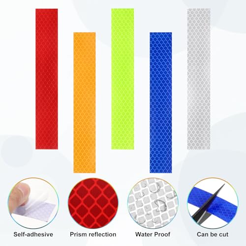 HARFINGTON Reflective Stickers High Visibility Diamond-Grade Reflective Adhesive Tape Waterproof for Bike Car Motorcycle Trailer - color: White