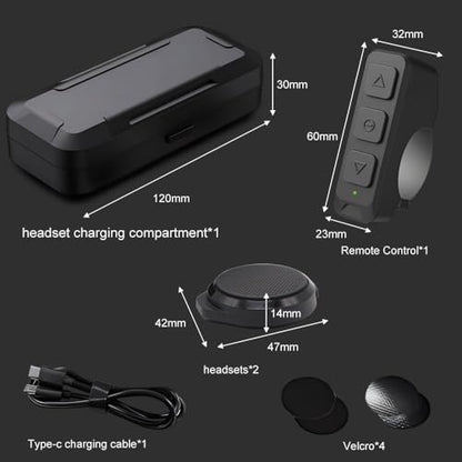 OBEST Motorcycle Bluetooth Headset with Charging Case, Helmet Bluetooth Speaker with Microphones & LED Display, 1900mAh Battery with 50Hours Work Time Wireless Headsets for Riding and Skiing