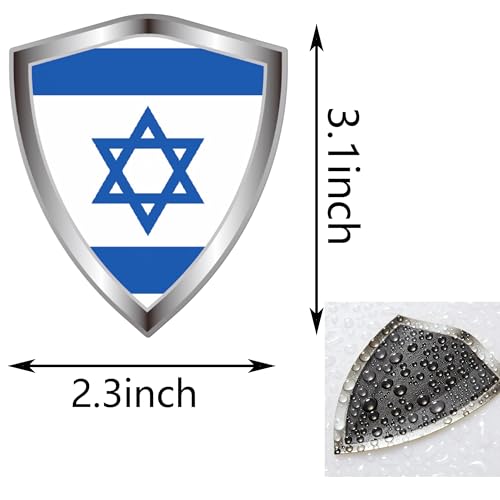 Israel Flag Decal Sticker - Israeli Flags Shield Shape Reflective Vinyl Car Stickers - for Car Window Bumper Laptop Waterproof Sticker (5Pcs) - color: Israel