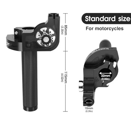 Throttle Grip Throttle Cable Motorcycle 22mm Universal CNC Aluminum Accelerator Throttle Twist Grips Handlebars for KLX CR CRF EXC XR TTR CB SSR ATV Dirt Bike Pit Bike - color: Black
