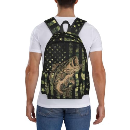 Camo Fish Backpack Bookbag Laptop Backpacks Multipurpose Daypack for Boys Girls School Men Women Travel Hiking - color: Camo Flag
