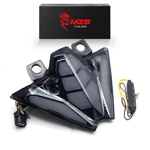 MZS Motorcycle LED Tail Light Compatible with EX 500 EX500 Z500 2024-2025, Integrated Turn Signal Blinker Running Brake Taillight Accessories Smoke - size: EX500/Z500