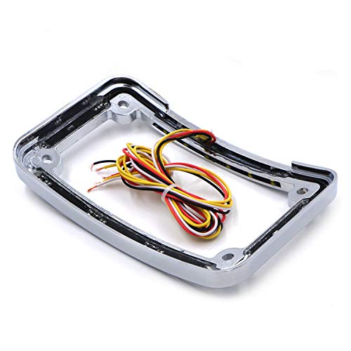 HTTMT- Dual LED Curved Motorcycle License Plate Frame w/Turn-Signal,Brake Light - Chrome Finish Universal Compatible with Any Motorcycle [P/N: MT294-007-CD]… - color: Chrome