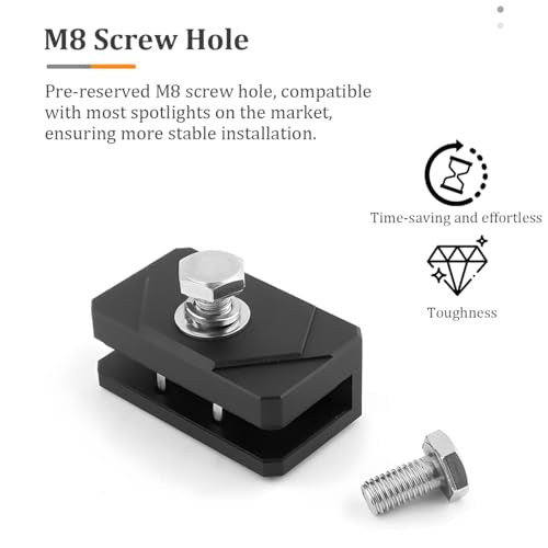2PCS Car Hood LED Light Mounting Bracket, Aluminum Alloy Pillar Hood Hinge Light Mount Holder, Fog Pod Ditch LED Lamp Bar Work Lamp Mounting Clamp, Universal for Pickup SUV Truck (M8) - size: M8