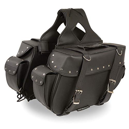Milwaukee Leather Studded Throw-Over Motorcycle Saddlebags – Synthetic Leather – Universal Fit – Zip-Off - Large - color: SH574ZB-BLACK, size: Large