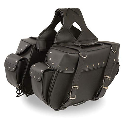 Milwaukee Leather Studded Throw-Over Motorcycle Saddlebags – Synthetic Leather – Universal Fit – Zip-Off - Large - color: SH574ZB-BLACK, size: Large