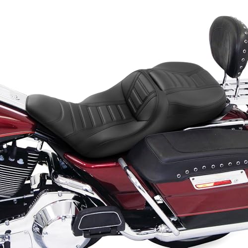 Rider Cushion, SLMOTO Motorcycle Seat Driver Passenger Seat for Harley Davidson Touring Electra Glide Road King Road Glide Street Glide1997-2007 Black - style: Black