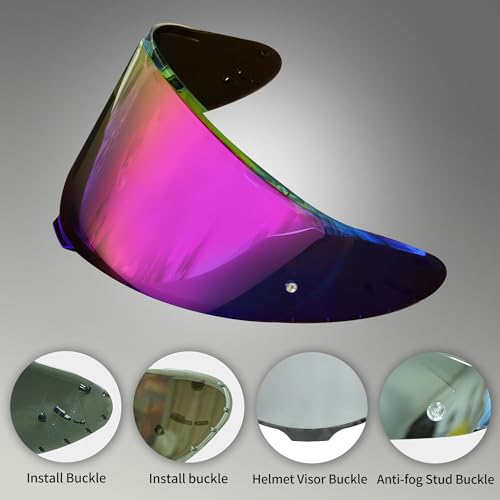 Shoei RF1400 X15 Helmet Visor Replacement Shield, Anti-Fog Sun Shield Accessory Compatible with RF-1400, CWR-2, X15, Z8, X-SPR PRO (Rainbow) - color: Rainbow