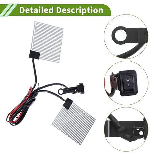 Heated Motorcycle Hand Grips Cover 12V Handlebar Cover 3 Adjustable Temperature Metal Heating Film Black 1set