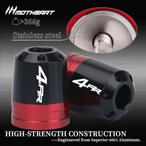 Motorcycle Handlebar End Weights For Ninja ZX-4RR 2023-2025 Heavy Duty Stainless Steel & Aluminum Bar Ends with Vibration Dampers Universal 8mm Fit Accessories (Red) - color: Red