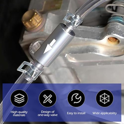 2 PCS Motorcycle Brake Bleeder Hose Kit – Hydraulic Brake & Clutch System Bleeding Tools with One-way Check Valve, Efficient Maintenance & Leak-free Performance, Fits for Most Cars (Silver)