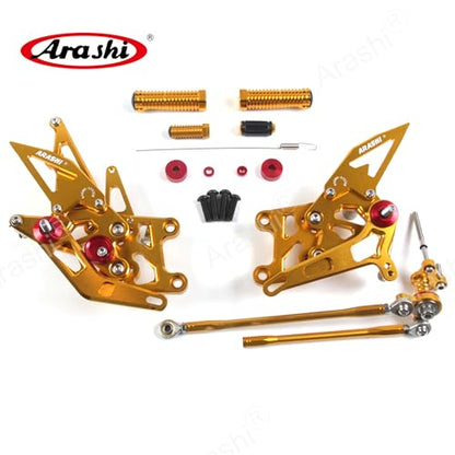 Arashi Version 2.0 Adjustable Rearsets for Honda CBR600RR 2017-2023 ABS include, Gold - color: Gold, size: CBR600RR 2017-2023 ABS include