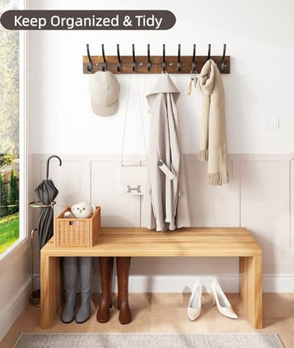 Optish 2 Pack Wooden Coat Rack Wall Mount, 16.1" Rustic Coat Hanger Hooks with 10 Double Hooks, Wall Coat Rack for Hat, Clothes, Bags, Jacket, Brown - color: Brown