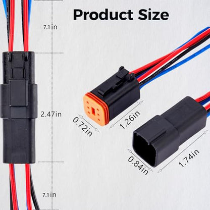6 Pin Waterproof Connector,6 Wire Electrical Car Auto Connector,With 20CM 16AWG Long Male Female Plug Quick Disconnect Wire Connectors for Car Truck Motorcycle Marine Boat(3 Pairs Black) - size: DT 6P