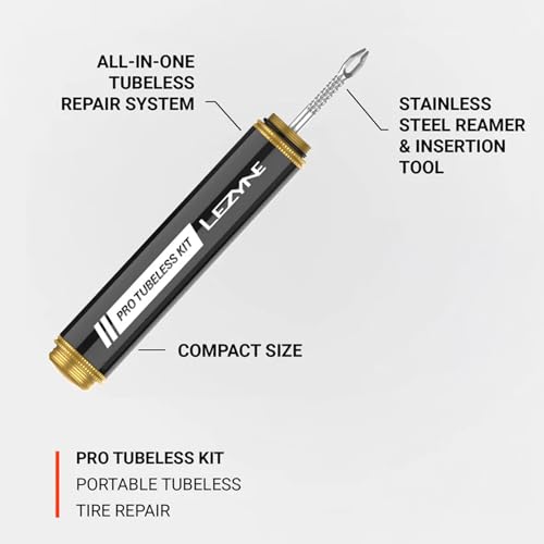 LEZYNE Pro Tubeless Kit | Portable All-In-One Bicycle Tire Repair System with Aluminum Body, Tire Plugs, CO2 Inflator & Stainless Steel Tools | For Road, Gravel & MTB Bikes, Pro Tubeless Kit - size: Pro Tubeless Kit