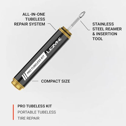 LEZYNE Pro Tubeless Kit | Portable All-In-One Bicycle Tire Repair System with Aluminum Body, Tire Plugs, CO2 Inflator & Stainless Steel Tools | For Road, Gravel & MTB Bikes, Pro Tubeless Kit - size: Pro Tubeless Kit