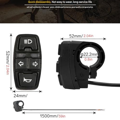 Universal Ebike Light and Horn Switch Turn Signal Switch 3 in 1 Motorcycle HeadLight Turn Switch Motorcycle Horn Turn ON/Off Control Switches for Electric Bike Scooter Light Switch Signal Button DK336 - style: 3-in-1 switch DK336