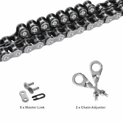 DYC 420 Mini Bike Chain Kit - Front 42 & Rear 90 Link Roller Chain with Adjuster for Coleman CT200U/CT200U-EX/BT200X, Baja Warrior MB200/MB165, Massimo, Predator 212 196cc/200cc 6.5HP (ATV/Dirt Bike) - size: 420-90+42 Links