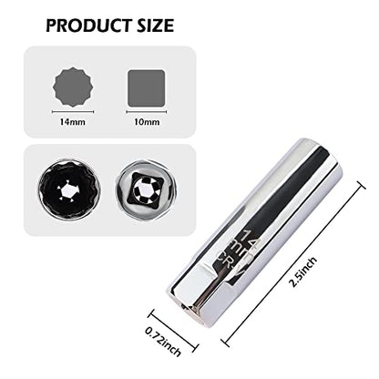 14mm Spark Plug Socket Thin Wall 12 Points 3/8" Drive Spark Plug Removal Tool,CRV Steel Spark Plug Tool with Leaf Spring Design Compatible with BMW Nissan Mini Infiniti (14mm) - color: 14 mm