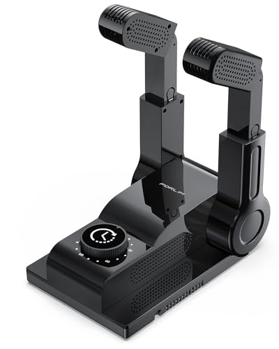 FORLIM Boot Dryer for Work Boots, Shoe Dryer with Heat Blower, Glove Dryer & Boot Warmer - 180° Adjustable Dry Rack - Telescopic Bendable Dry Ports - Intelligent Timer - Black - color: Auto-off Timer (Black)
