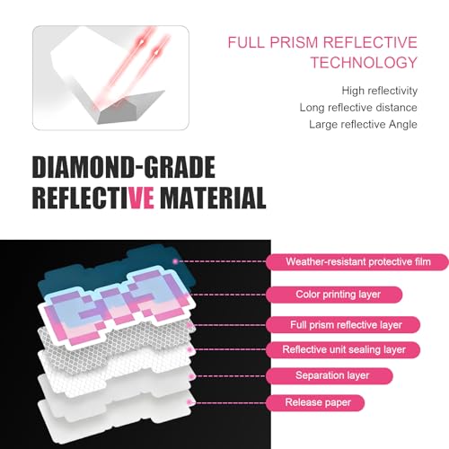 Reflective Bow Sticker, 4.96" x 2.6" Waterproof & Scratch-Resistant Sticker, Car Body Scratch Cover Decal, Universal Night Safety Warning Decal for Motorcycles, Helmets, Cars (Pink) - color: Pink