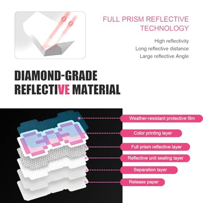 Reflective Bow Sticker, 4.96" x 2.6" Waterproof & Scratch-Resistant Sticker, Car Body Scratch Cover Decal, Universal Night Safety Warning Decal for Motorcycles, Helmets, Cars (Pink) - color: Pink