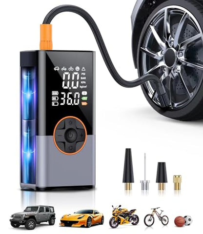 Tire Inflator Portable Air Compressor, 3X Faster Air Compressor with Digital Pressure Gauge, 150 PSI Portable Air Pump for Cars, Motorcycles, Bicycles, Balls and More(White)