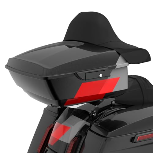 Advanblack 2025 Road Glide King Tour Trunk Pack Black Latch Wrap-Around Backrest Compatible with 1997-2025 Harley Touring Road Glide, Street Glide, Electra Glide (Hot Lap) - color: Hot Lap