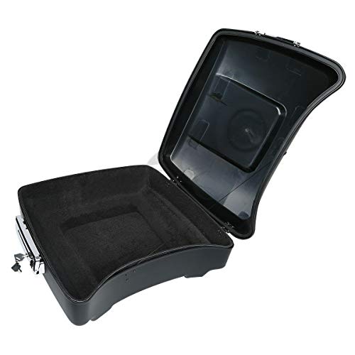 TCT-MOTORPARTS Chopped Tour Luggage Trunk+Backrest Fits for 2014-Later Harley Touring Road King Glide Matte Black - color: Matte Black Chopped Trunk+Black Rack