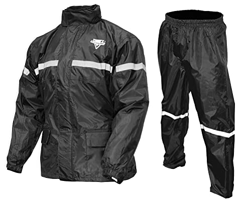 Nelson Rigg Stormrider Rain Suit; 100% Waterproof, Pants and Jacket Included with Reflective Striping - color: Black, size: XX-Large