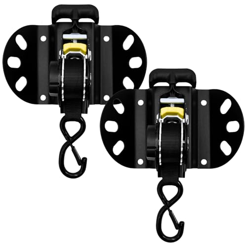 Retractable Ratchet Straps for Ford F-150 2015-2025 | Locking S-Hook Truck Bed Tie Downs Heavy Duty Bed Mounted Ratchet With Safety Lock No Drill Install Auto-Retract Tie Downs - size: F150