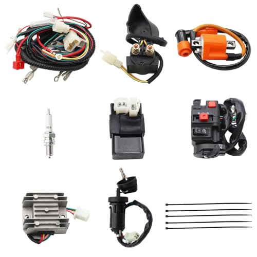 PRO BAT ATV Electric AC Wiring Harness Kit with Full Copper Wire for 150CC 200CC 250CC 300CC Engine Go Kart ATV Pit Dirt Quad Bike Lifan Loncin Zongshen YX - style: A Orange Ignition Coil+Silver Rectifier